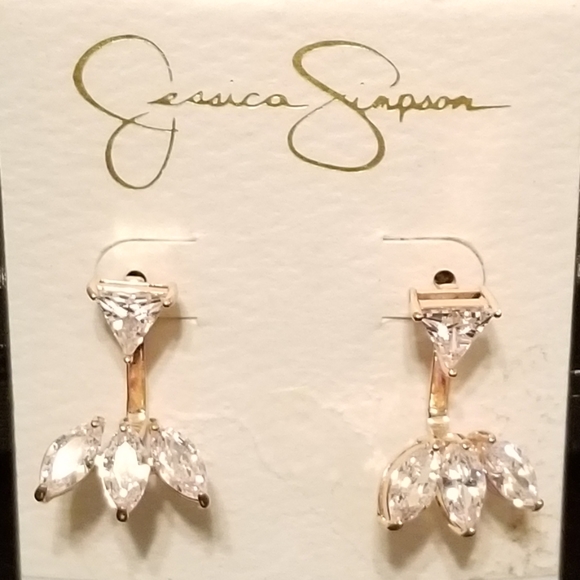 🆕️ Jessica Simpson Gold-Tone Rhinestone Earrings - Picture 3 of 5